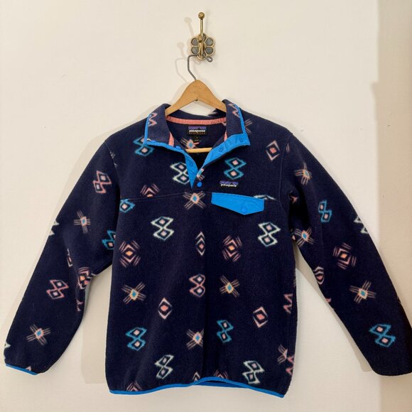 Patagonia Sweaters - Patagonia Women's Synchilla Snap-T Fleece Pullover – Navy Aztec Pattern - Small